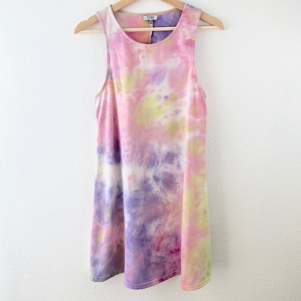 Tobi Rainbow Tie-Dye Swing Dress - Size Medium